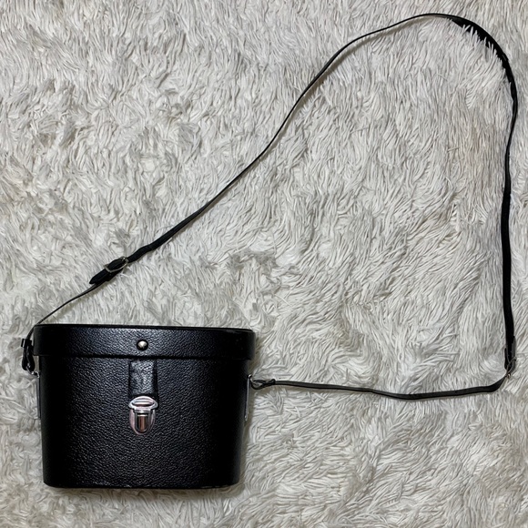 Vtg 70's Boho Chic Binocular Black Leather Case - Picture 3 of 14